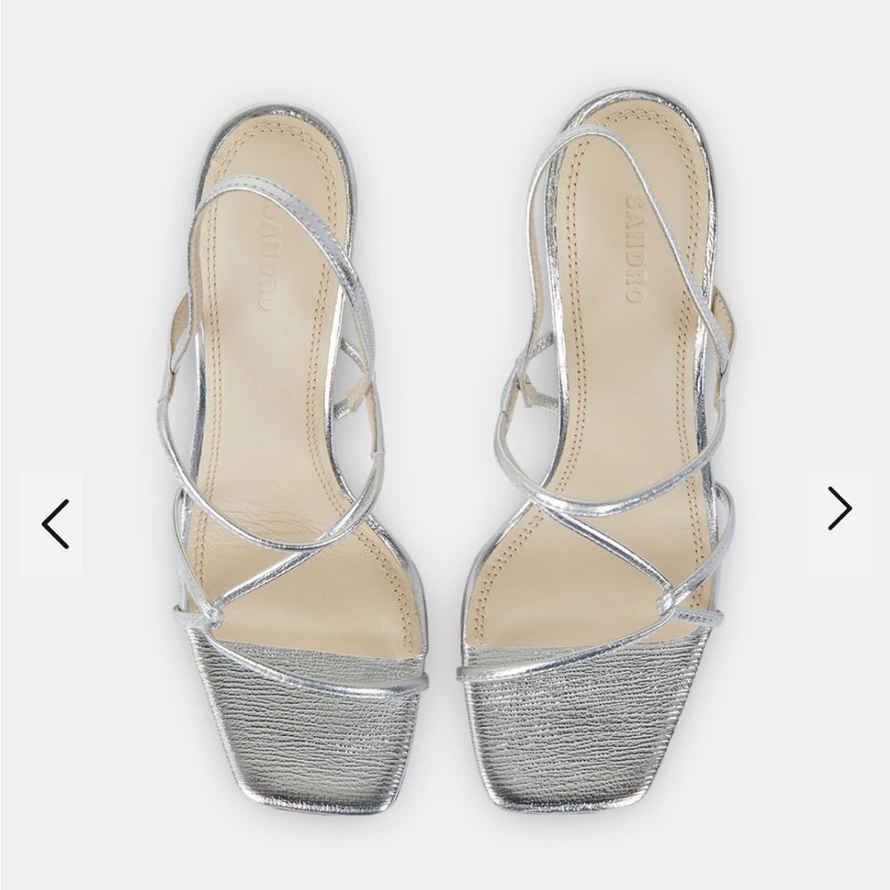 Sandro Faye Silver Strappy Heels - worn once